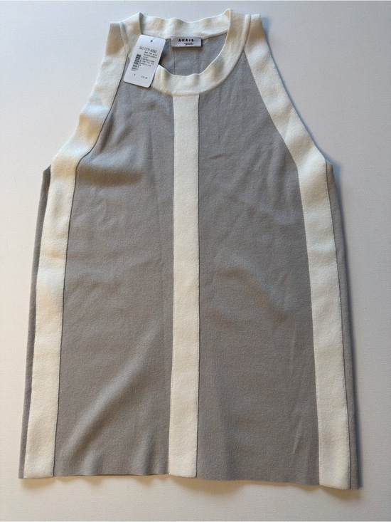 Akris Tops - NWT Women's Akris Punto Cream-Trimmed Gray Viscose Shell Size 8 MSRP $375 (KB10)